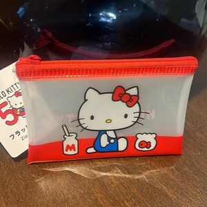 Hello Kitty Japan 50th Anniversary Mini Flat Zipper Pouch SANRIO❤️🆕NWT